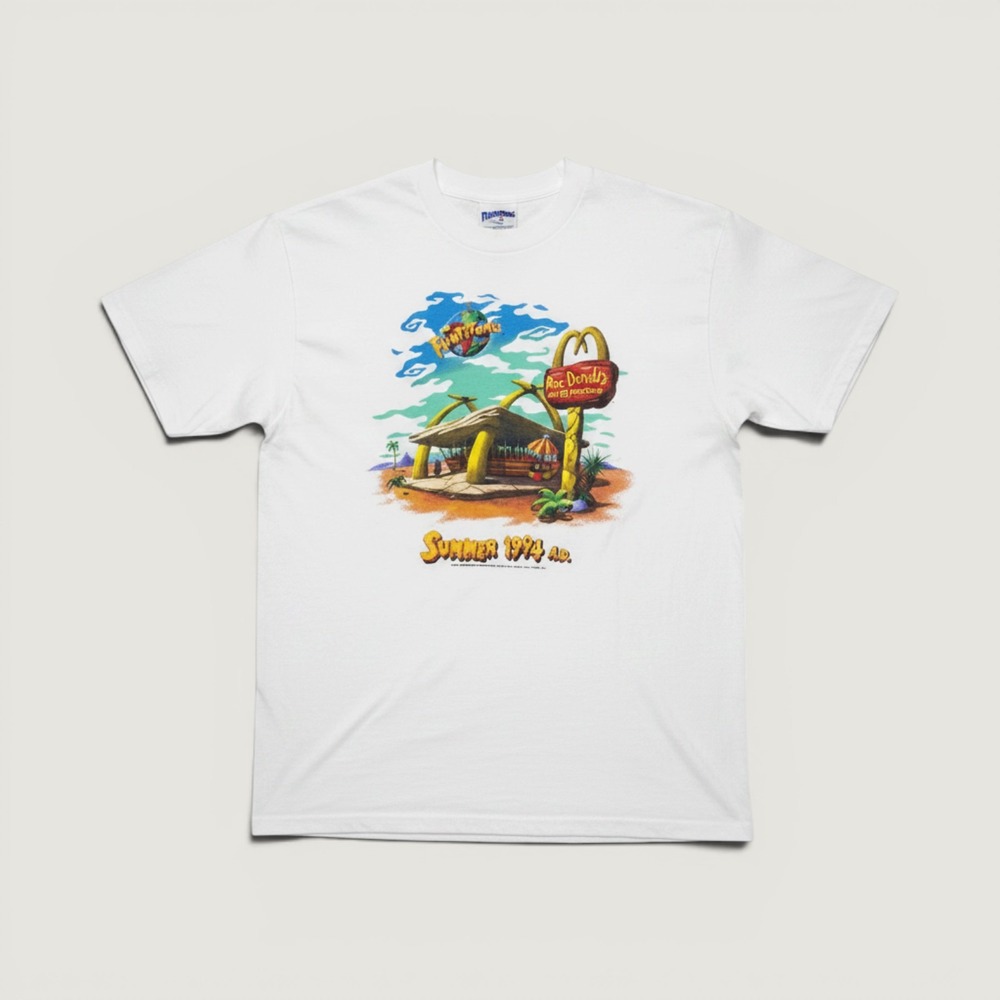Vintage Hanes T-Shirt The Flintstones McDonald's Roc Donald's 1994 White XL